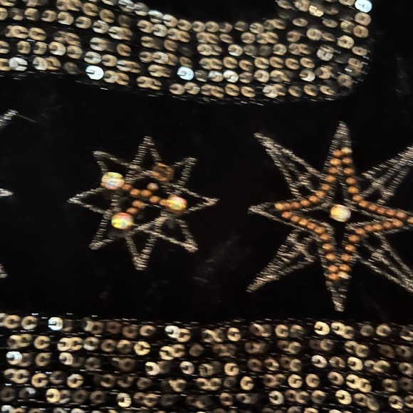 Zara Black Velvet Jacket with Sequin and Rhinestone Star Embroidery - Picture 3 of 7